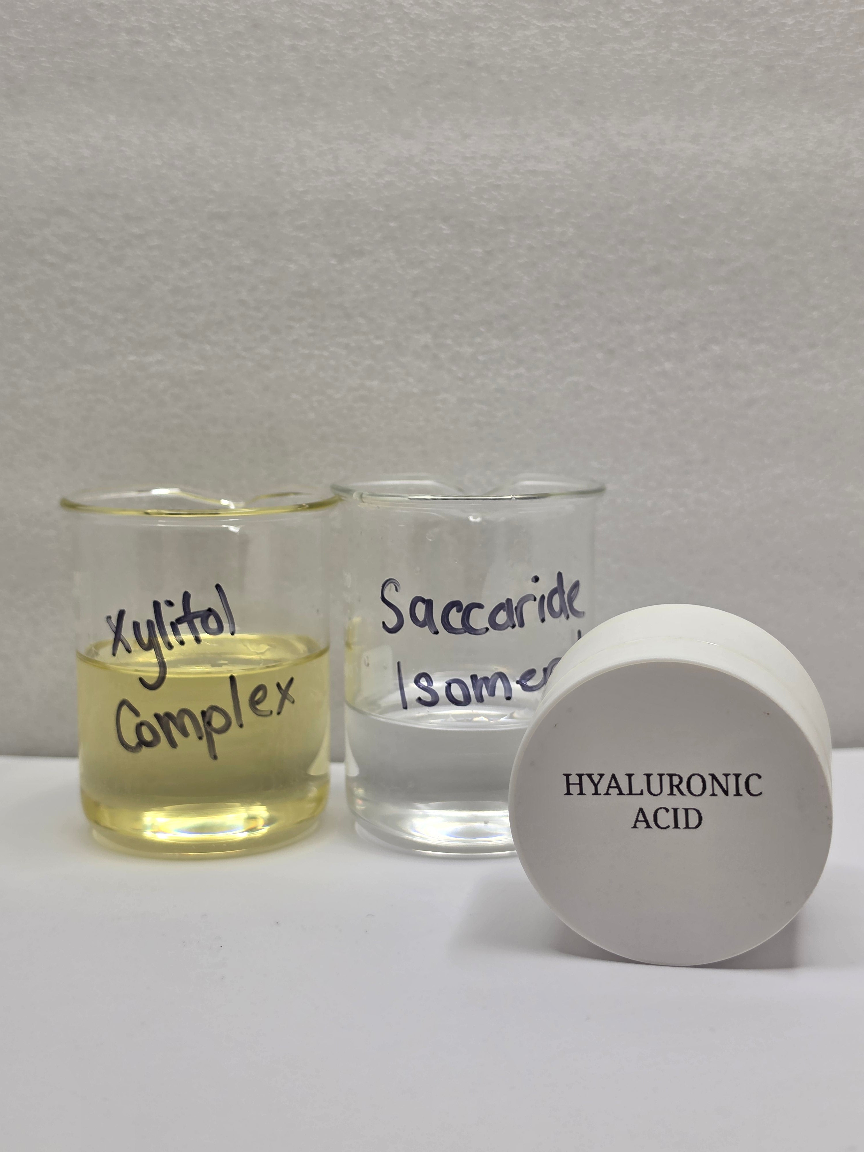 Hydration skincare ingredients in a beaker